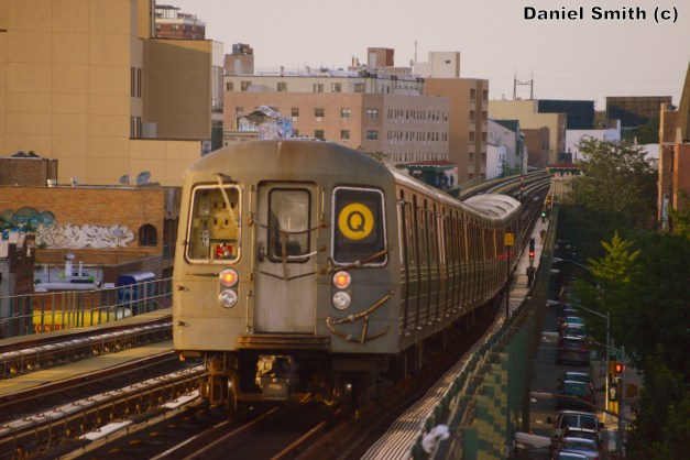 R68 Q Train Leaves Broadway